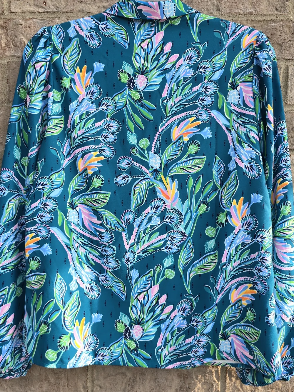 Lilly Pulitzer Womens Long Sleeve Colorful Pearl Buttons Blouse Top Size Small